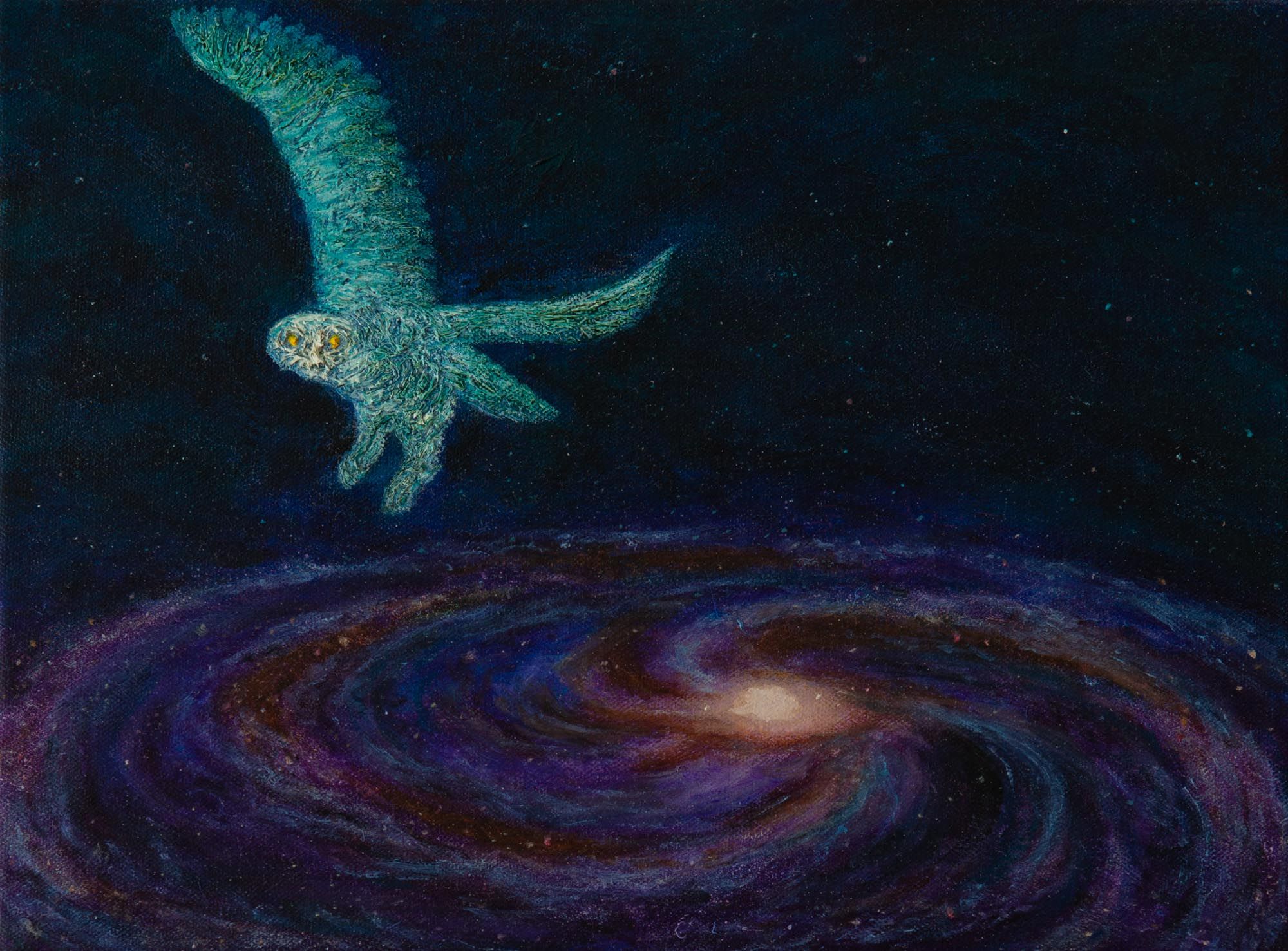 Space Tourism: Milky Way with snowy owl